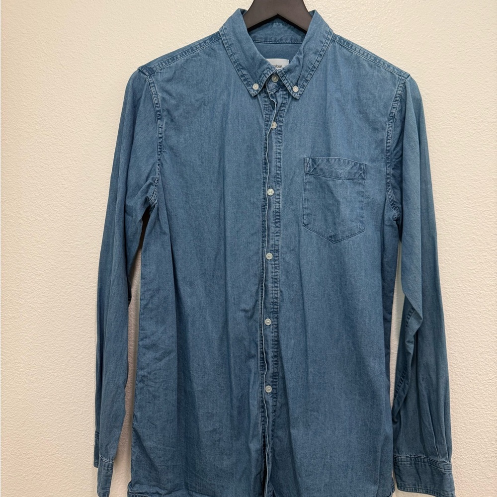 Casual Blue Button-Down Shirt for Men